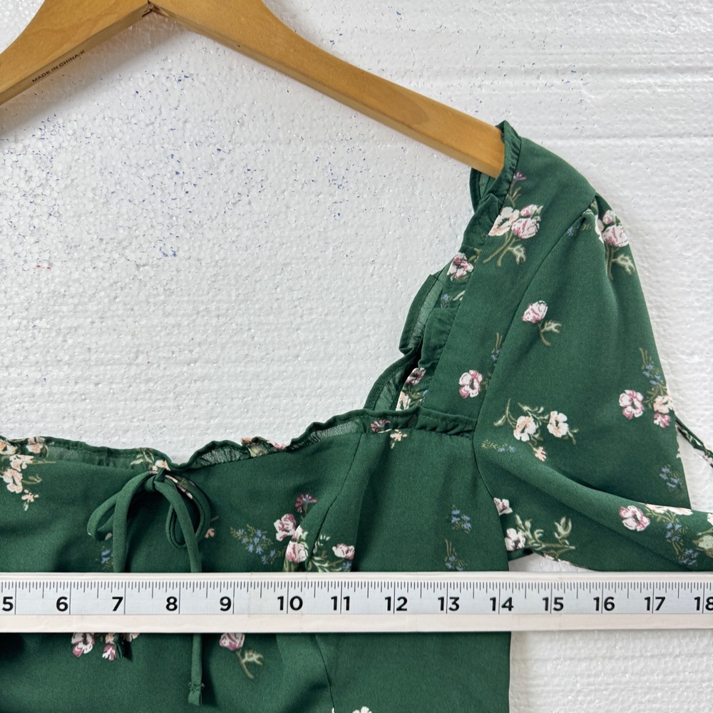 Abercrombie & Fitch Forest Green Floral Long Sleeve Mini Dress - Picture 6 of 11